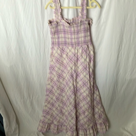 Boston Proper: Purple/White Plaid Maxi Sundress- Ruffles- M - Picture 1 of 16